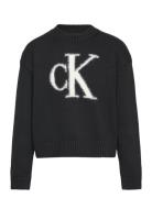 Fluffy Monogram Sweater Calvin Klein Black