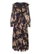 Floral Ruffle-Trim Georgette Dress Lauren Ralph Lauren Black