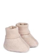 Wool Fleece Booties Wheat Pink