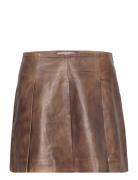 Leather Pleated Skirt REMAIN Birger Christensen Brown