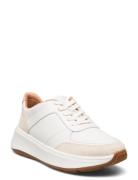 F-Mode Leather/Suede Flatform Sneakers FitFlop White