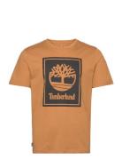 Stack Logo Short Sleeve Tee Wheat Boot/Black Timberland Orange