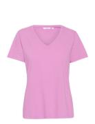 Crnaia Deep V-Neck T-Shirt Cream Pink