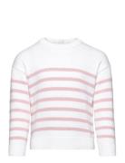 Striped Cotton-Blend Sweater Mango Pink
