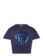 Cropped Knotted T-Shirt Tom Tailor Navy