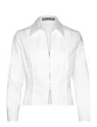 Fitted Cotton Zipper Shirt Mango White