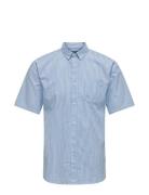 Onsremy Ss Reg Wash Stripe Oxford Shirt ONLY & SONS Blue