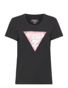 Ss Rn Satin Triangle Tee GUESS Jeans Black