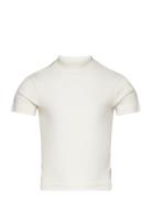Cropped Mock Neck Rib T-Shirt Tom Tailor White