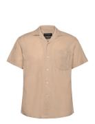 Bowling Cotton Linen Shirt S/S Clean Cut Copenhagen Beige
