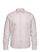 Jamie Cotton Linen Striped Shirt Ls Clean Cut Copenhagen Cream