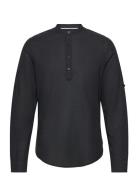 Onscaiden Ls Halfplackt Linen Shirt Noos ONLY & SONS Black