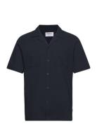 Seersucker Shirt S/S Lindbergh Navy