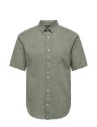 Onscaiden Ss Solid Linen Shirt Noos ONLY & SONS Green