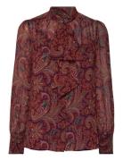 Paisley Georgette Tie-Neck Blouse Lauren Ralph Lauren Orange