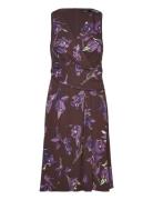 Floral Surplice Jersey Sleeveless Dress Lauren Ralph Lauren Brown