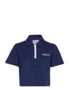 Crop Zip Polo Shirt Adidas Originals Navy