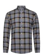 Twisted Yarn Checked Shirt L/S Lindbergh Blue