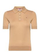 Co Lyocell Button Polo Ss Swt Tommy Hilfiger Beige