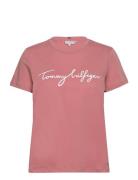 Reg C-Nk Signature Tee Ss Tommy Hilfiger Pink