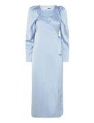 Satin Midi Wrap Dress ROTATE Birger Christensen Blue