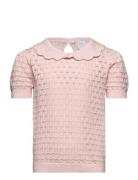 Top Ss Patternknitted With Col Lindex Pink