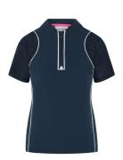 Zip Front Top With Mesh Sleeves & Piping Original Penguin Golf Navy