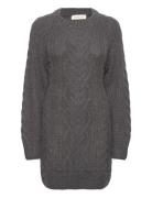Eloise Cable Knitted Mohair Blend Mini Dress Malina Grey