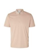 Slhfave Zip Ss Polo B Selected Homme Pink