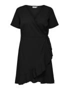 Carlivia S/S Wrap Knee Dress Wvn ONLY Carmakoma Black