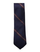 Navy Brown League Silk Tie AN IVY Navy