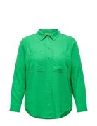 Carcaro L/S Ovs Linen Shirt Tlr ONLY Carmakoma Green