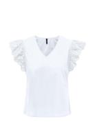 Onllou Life Emb S/S Frill Top Ptm ONLY White