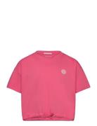 Cropped T-Shirt With Badge Tom Tailor Pink