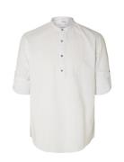 Slhregnew-Linen Shirt Tunic Ls Band Selected Homme White