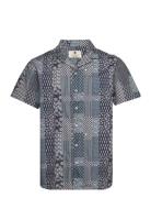 Akleo S/S Poplin Aop Anerkjendt Blue