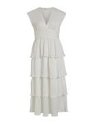 Vilillian V-Neck Plisse Ankle Dress/Dc Vila White