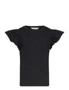 Short-Sleeved Ruffle T-Shirt Mango Black