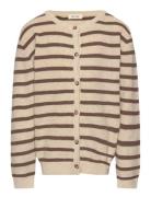 Cardigan Knit Pattern Stripe Petit Piao Brown