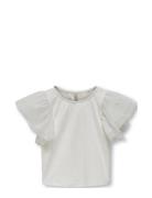 Kmgsine S/L Glitter Top Jrs Kids Only White