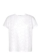 Openwork Cotton-Blend T-Shirt Mango White