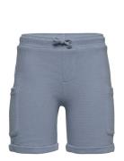 Textured Cotton-Blend Bermuda Shorts Mango Blue