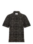 Didcot Ss Shirt Tile Stitch Black/Green Wax London Black