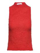 Ruched-Texture Top Mango Red