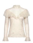 Joelle Polo Neck Lace Top Malina Cream