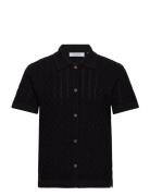 Garrett Knitted Ss Shirt Les Deux Black