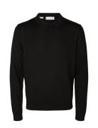 Slhtown Merino Coolmax Knit Polo Noos Selected Homme Black