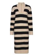 Objminna L/S Zip Knit Dress Object Beige