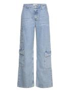 Loose Cargo Jeans With Pockets Mango Blue