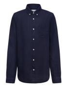 Reg. Linen Ls Bd Shirt GANT Navy